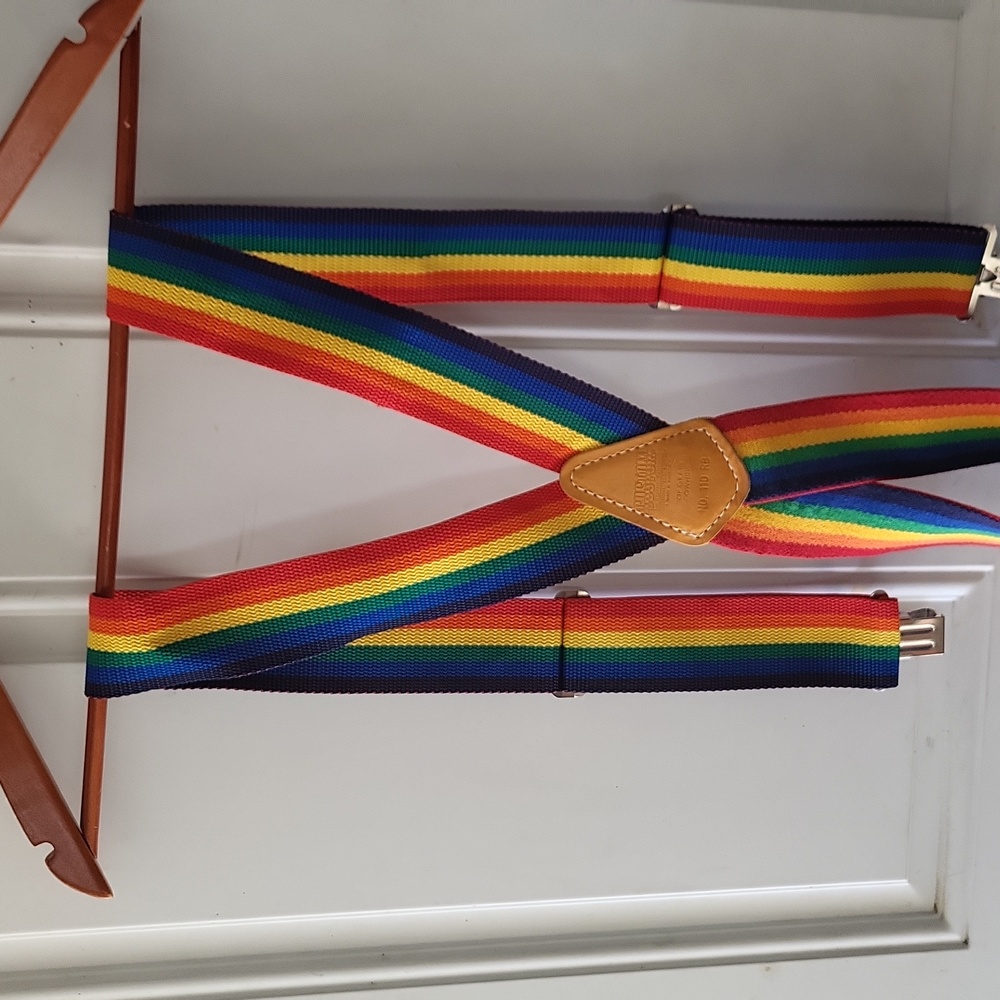 Custom Leather Craft Rainbow Color Suspenders